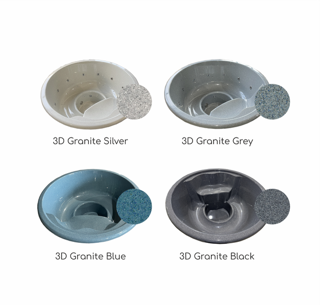 Couleurs disponibles pour les inserts en fibre de verre 3D Granite des bains nordiques de Pure Sauna&Spa